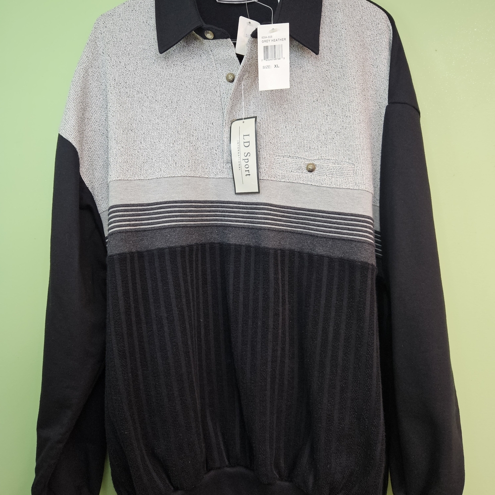 LD Sport Black and Gray Striped Sweater
